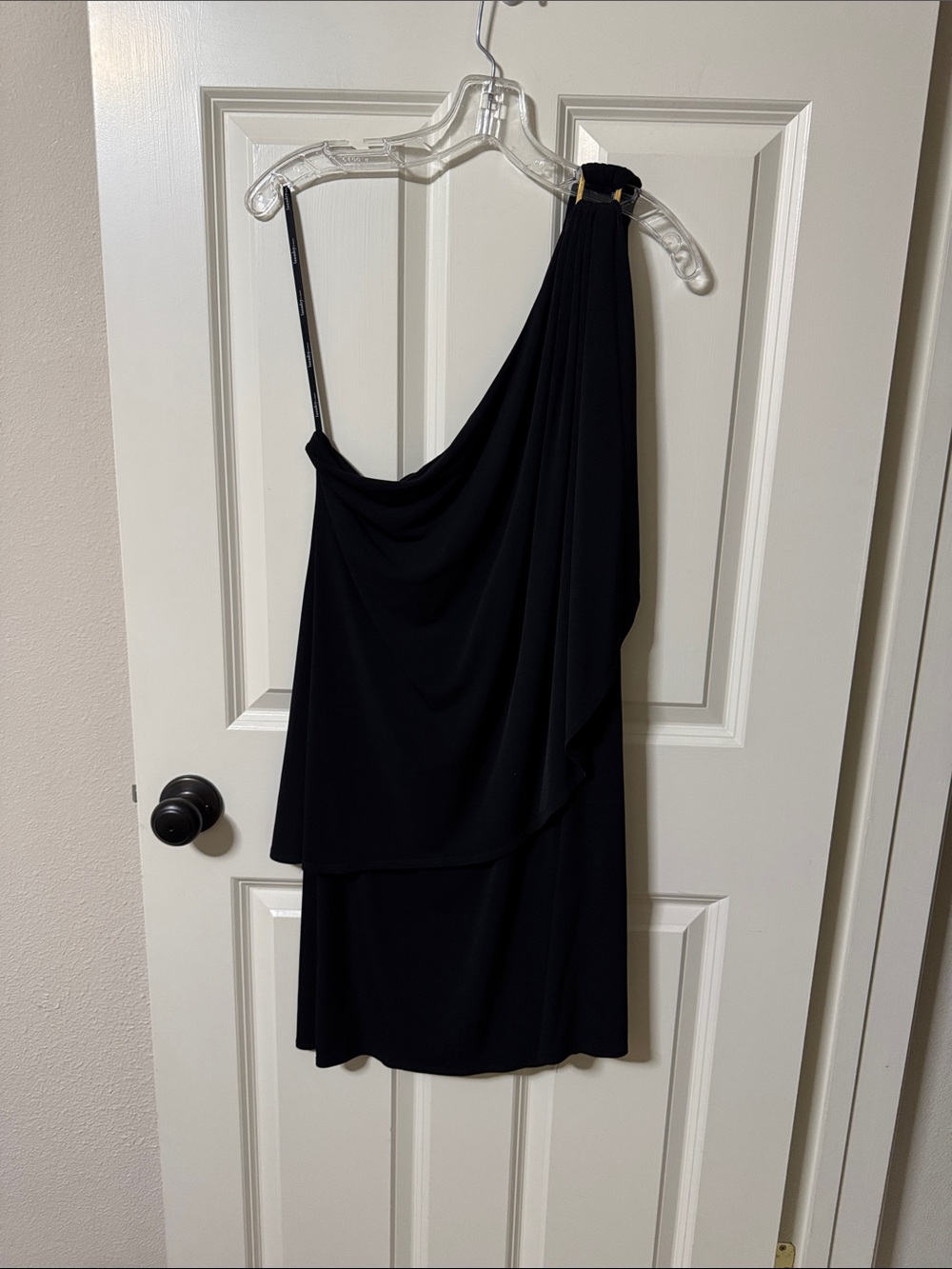 Laundry by Design One-Shoulder Black Draped Cocktail Dress